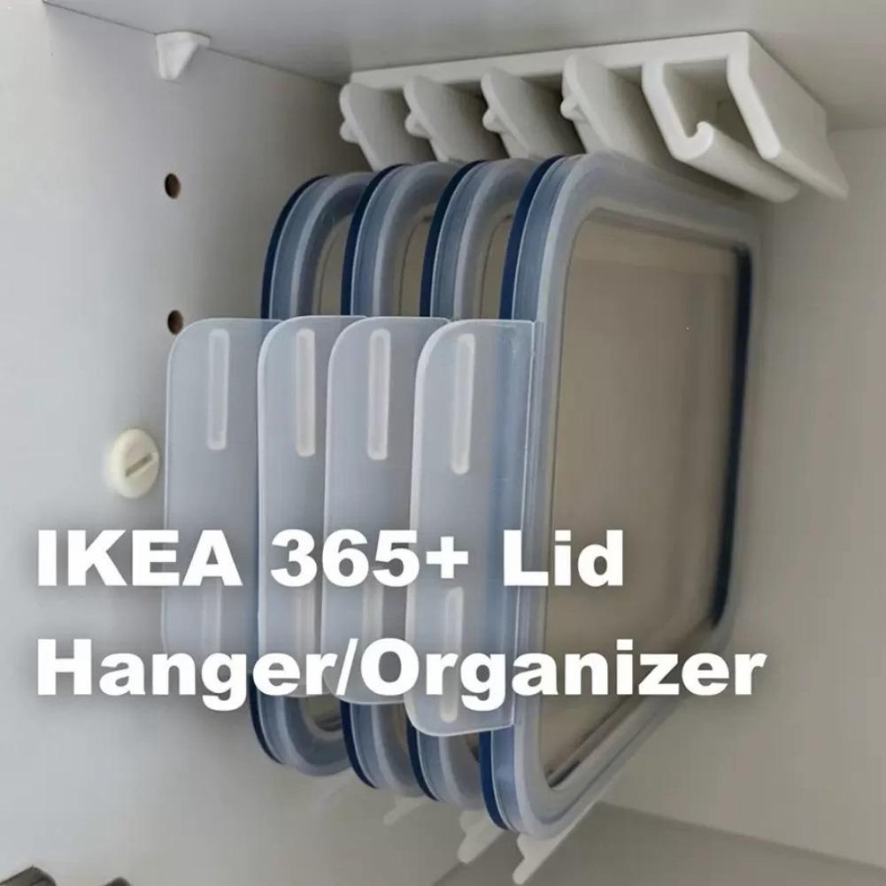 Food Storage Organization - ที่แขวนฝาภาชนะใส่อาหารในครัว ชั้นวางของประหยัดพื้นที่ในตู้ ที่แขวนพลาสติก ชั้นวางติดผนังแบบหลายช่อง ตะขอแขวนแข็งแรง