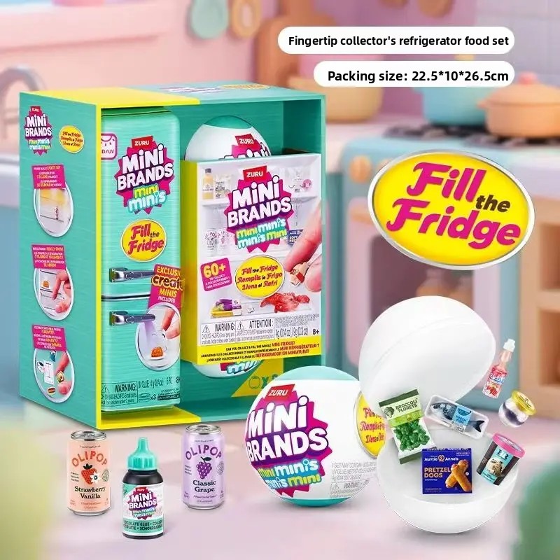 Food Storage Kits - มินิแบรนด์ส ฟิลเดอะฟริดจ์ บลายด์บ็อกซ์ ของเล่นสะสมอาหารจิ๋ว ชุดของเล่นตู้เย็นจิ๋ว ของขวัญวันเกิดสำหรับเด็ก