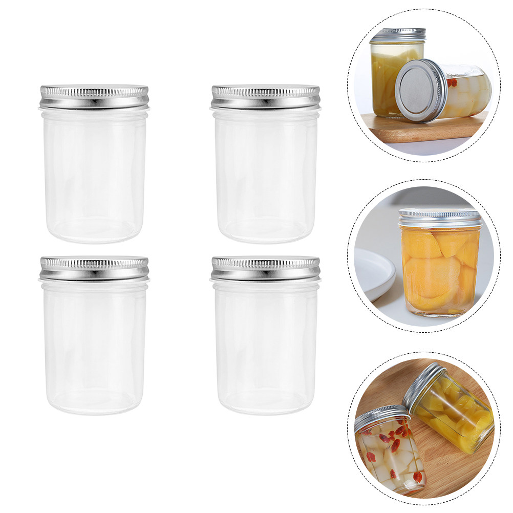 Food Storage Jars & Containers - ชุดโหลแก้วสำหรับเก็บแยม 4 ชิ้น ป้องกันความชื้น ป้องกันฝุ่น ป้องกันแมลง