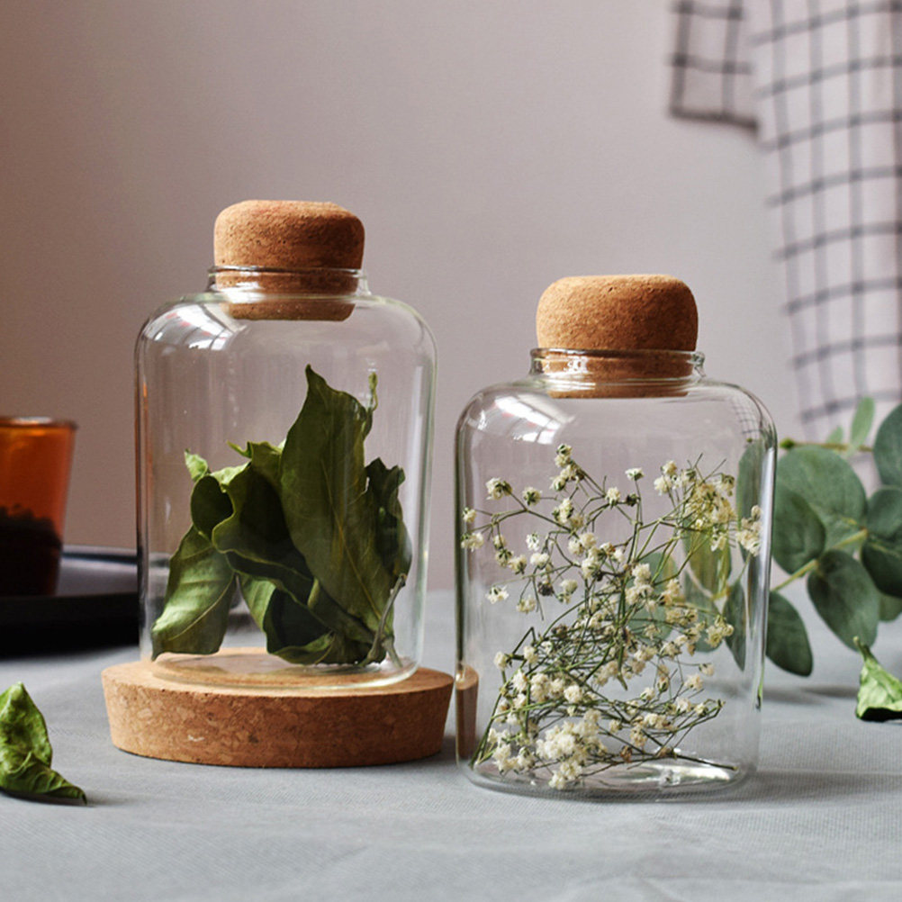 Food Storage Glass Container Set - 1 ชิ้น โหลแก้วเก็บอาหาร ฝาจุกไม้ก๊อก ปิดสนิท อเนกประสงค์