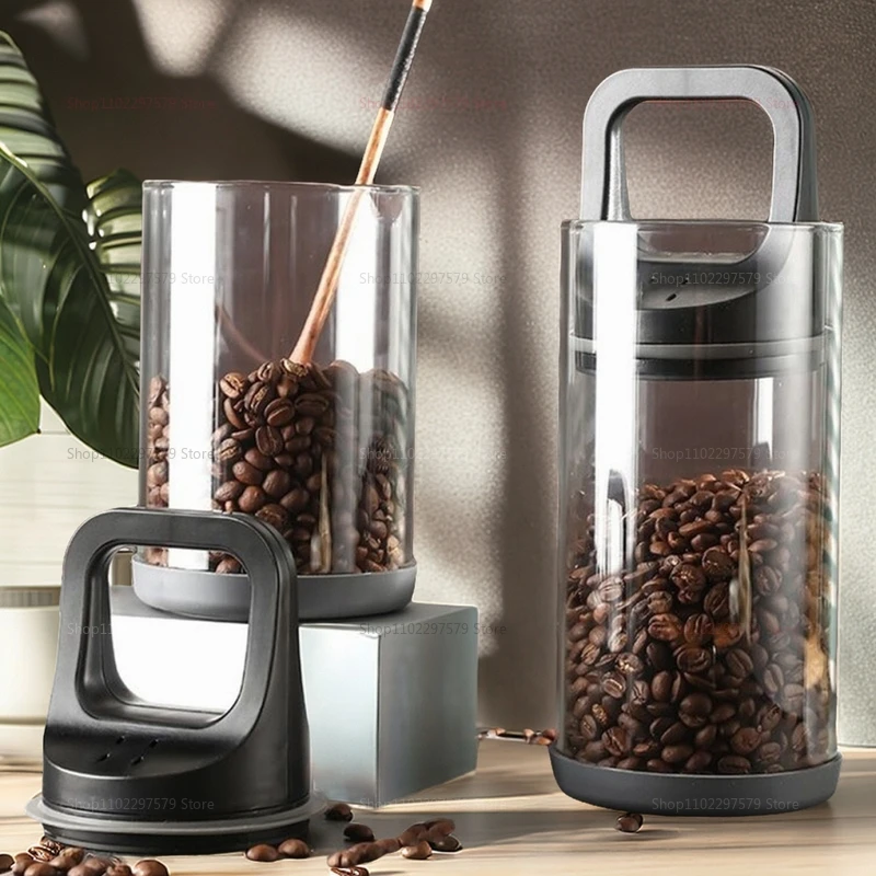 Food Storage Glass Container Set - เมล็ดกาแฟถังปิดผนึกสูญญากาศโปร่งใสแก้วเก็บอาหาร Jars ในครัวเรือน Moisture-proof Air สกัด