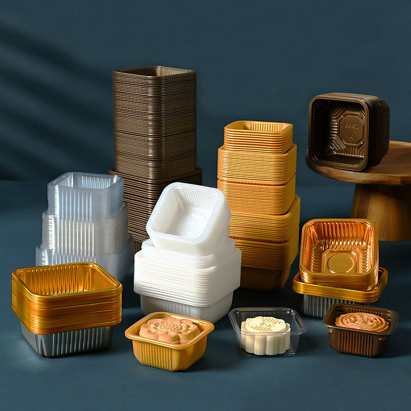 Food Storage Eggs - 100pcs Mooncake ถาดพลาสติกสัตว์เลี้ยง Pastry เค้กไข่แดงกรอบ Thicken