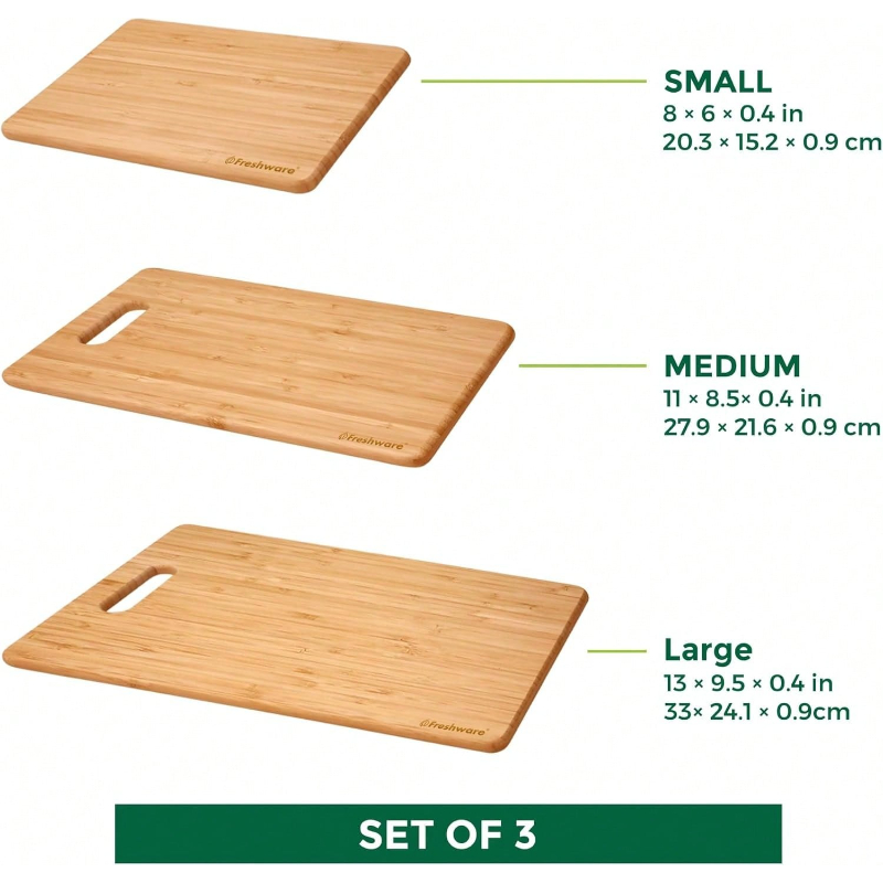ชุดเขียงไม้ไผ่ 3 ชิ้น เขียงไม้ - Food Storage For Room บทวิจารณ์และราคา