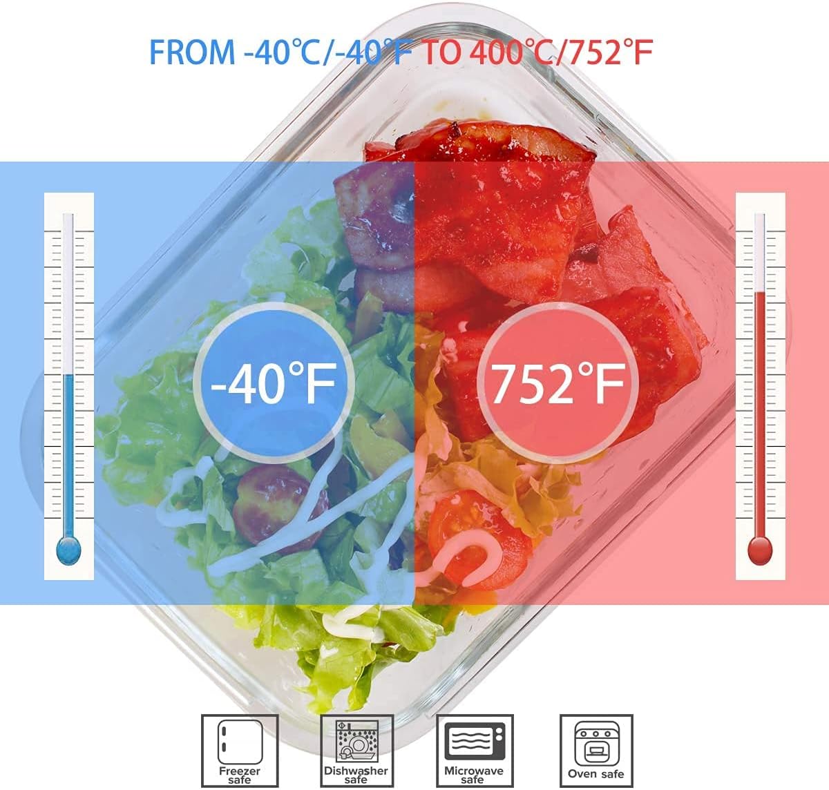 ชุดกล่องแก้วสำหรับเก็บอาหาร 18 - Food Storage Glass Container Set บทวิจารณ์และราคา