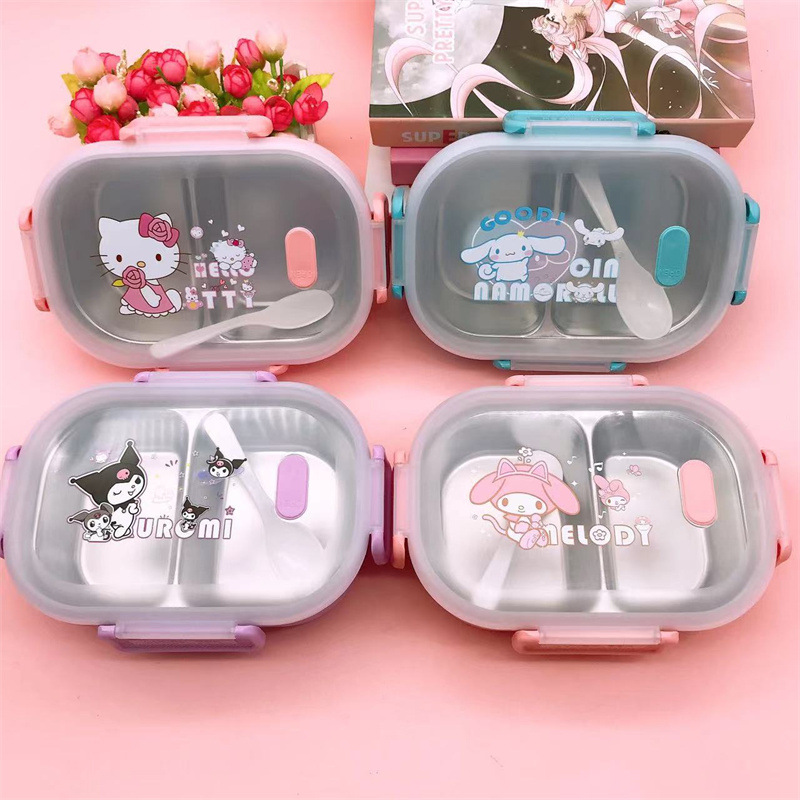 กล่องอาหารกลางวันแบบพกพาลายการ - Food Storage Box Stainless Steel บทวิจารณ์และราคา