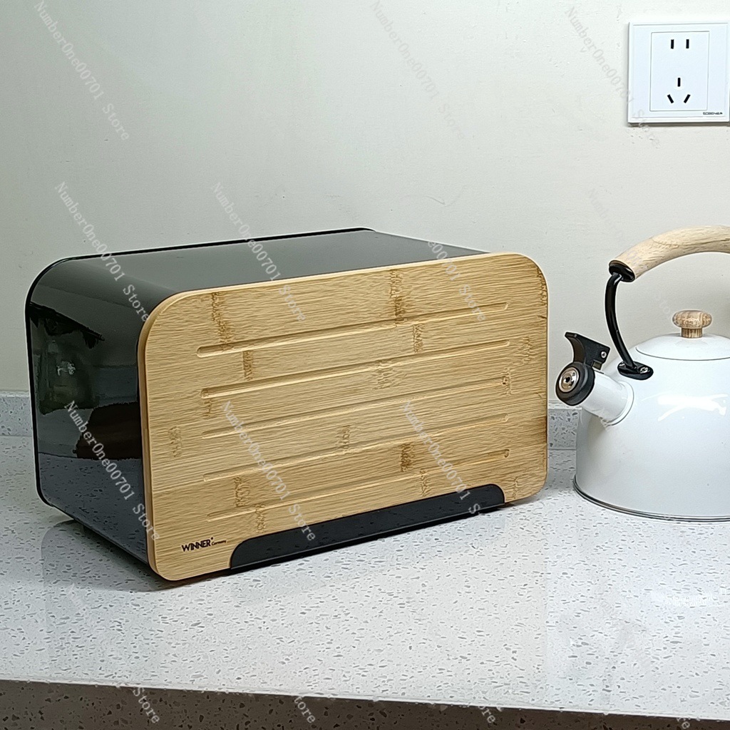 กล่องใส่ขนมปังในครัวพร้อมฝาไม้ - Food Storage Box Stainless Steel บทวิจารณ์และราคา
