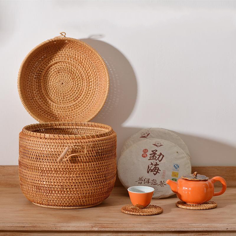 กล่องเก็บชาหวายสานมือพร้อมฝาปิ - Food Storage Organization บทวิจารณ์และราคา