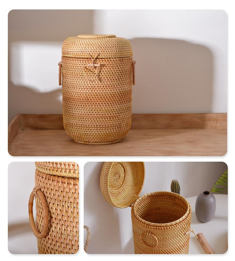 กล่องเก็บชาหวายสานมือพร้อมฝาปิ - Food Storage Organization บทวิจารณ์และราคา