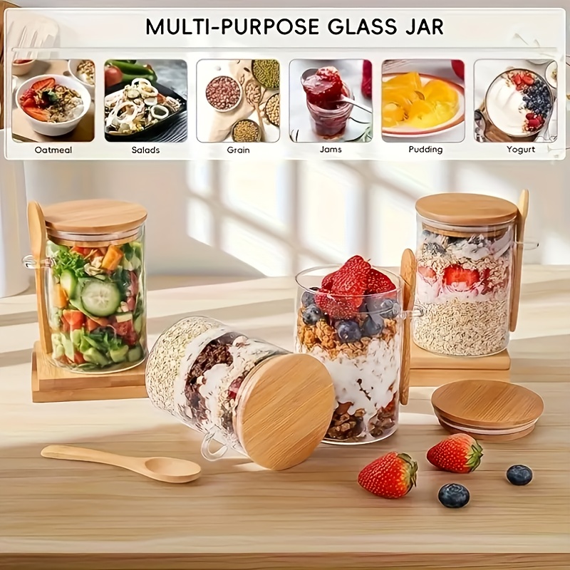 ชุดแก้วสำหรับใส่ข้าวโอ๊ต 1/2/4 - Food Storage Glass Container Set บทวิจารณ์และราคา