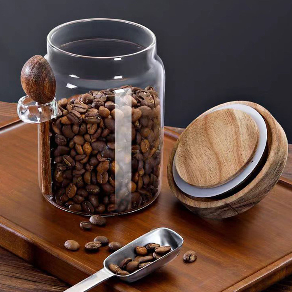 โถเก็บอาหารแก้วใสพร้อมฝาไม้ปิด - Food Storage Jars & Containers บทวิจารณ์และราคา