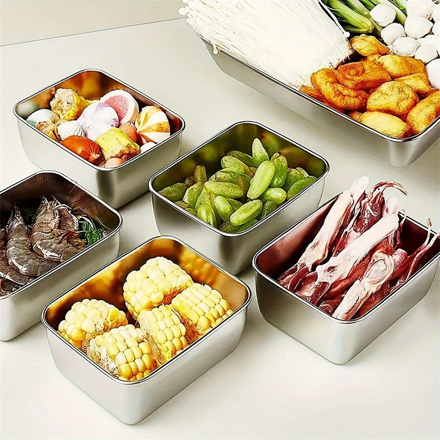 1/3/5pcs สแตนเลสกล่องเก็บอาหาร - Food Storage Box Stainless Steel บทวิจารณ์และราคา